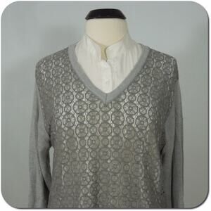 SIMPLY VERA WANG Crochet Sweater Blouse 0X Womens Gray Top